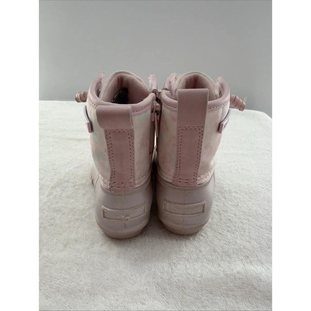 Nautica Toddler Girls Waterproof Pink Floral Zip Duck Boot Winter Boots Size 7